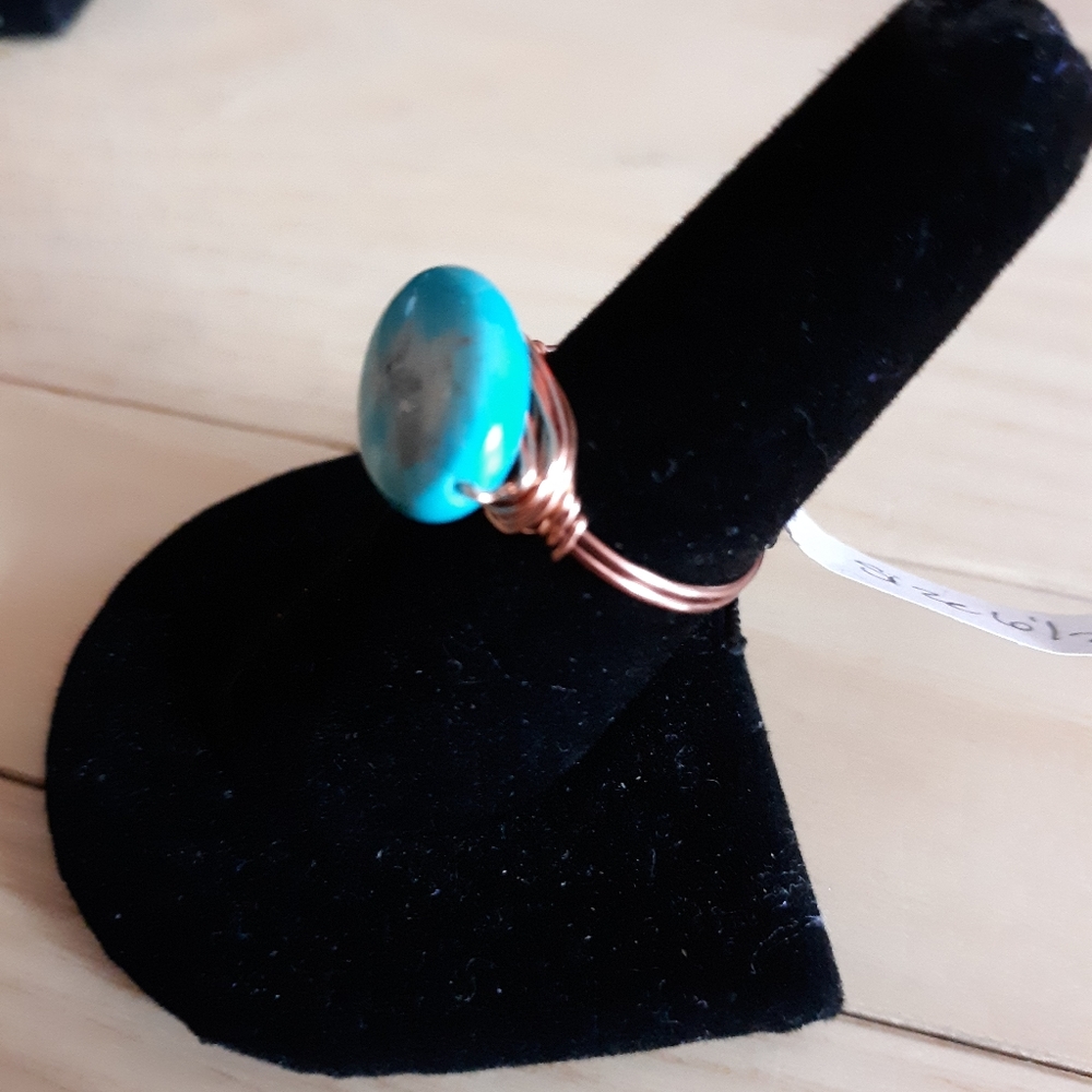 Turquoise copper ring,  size 6.5